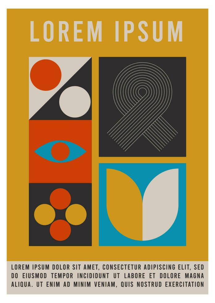 Abstract bauhaus poster. Modern geometric elements in trendy retro style. Memphis design. vector