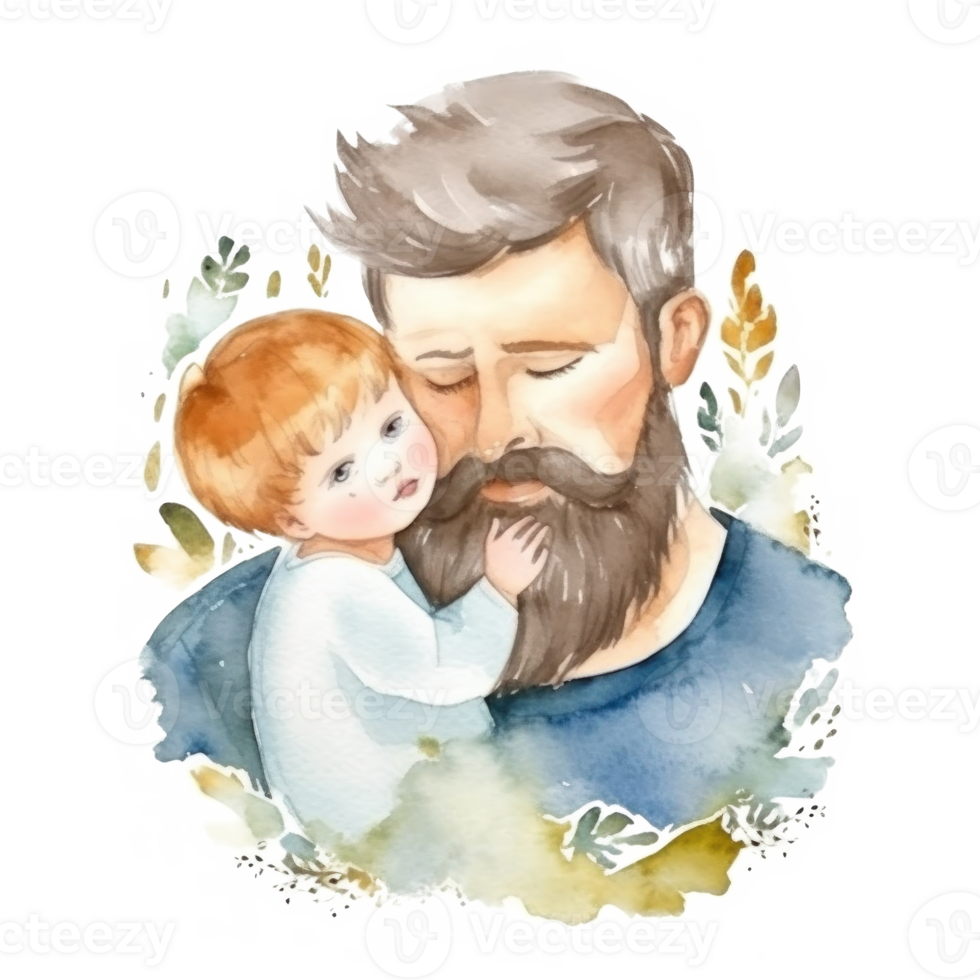 Father with child. Watercolor Father's Day Illustration. Illustration png