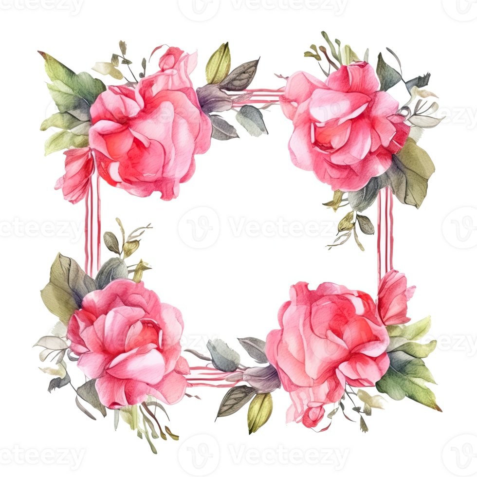 Rose watercolor frame. Illustration png