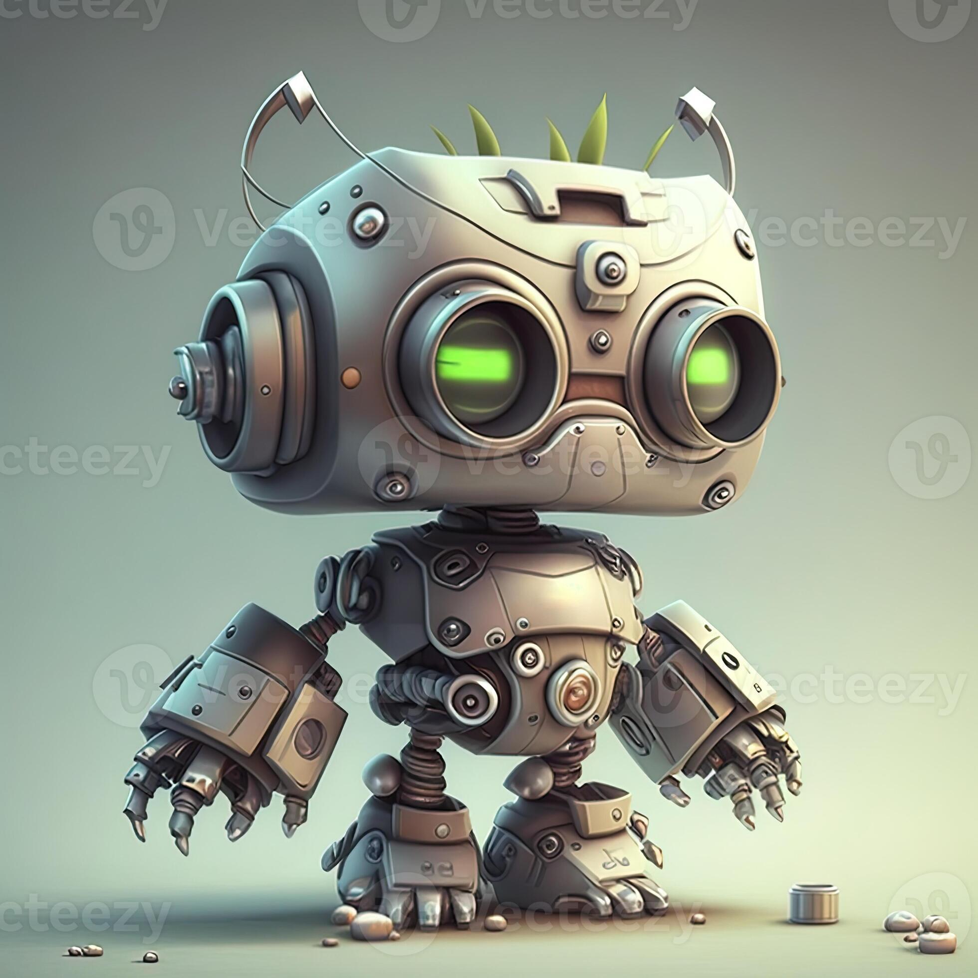 Generative AI Cute white smiling robotic teen mini unit robot toy