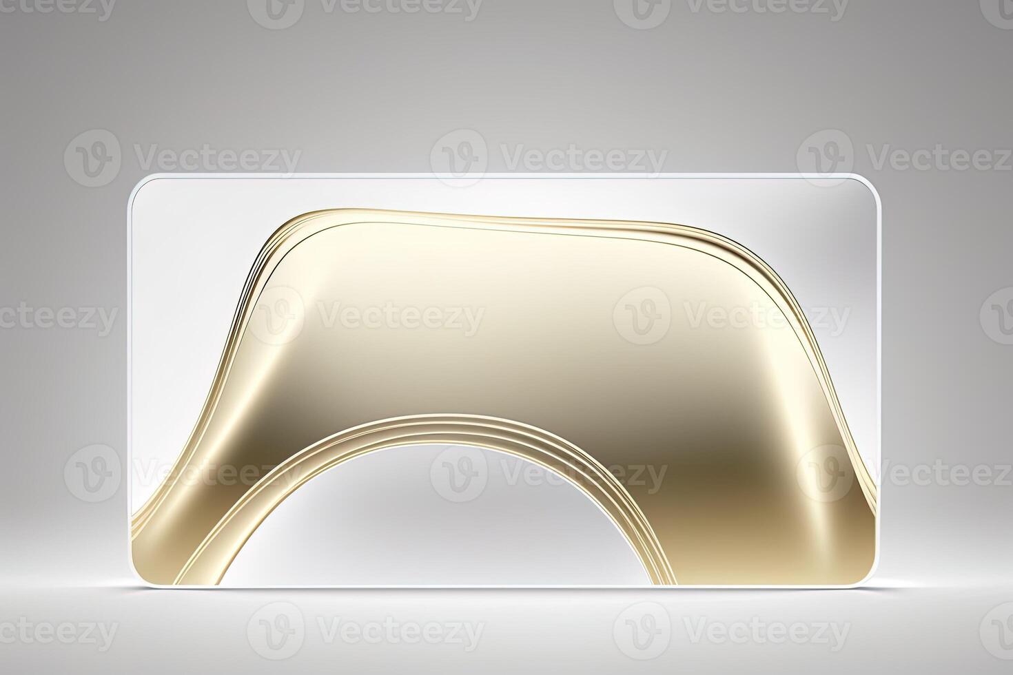 a white card for mockup, horizontal rectangular with rounded corner shapes, front view, stunning light, studio light, reflexion of hundred fine lines of gold reflection, white background photo