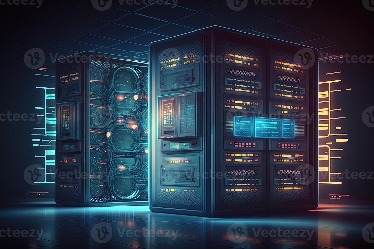 data center room with mainframe storage servers, cloud network concept, hosting databases and internet, Modern Telecommunications, Artificial Intelligence,server room photo