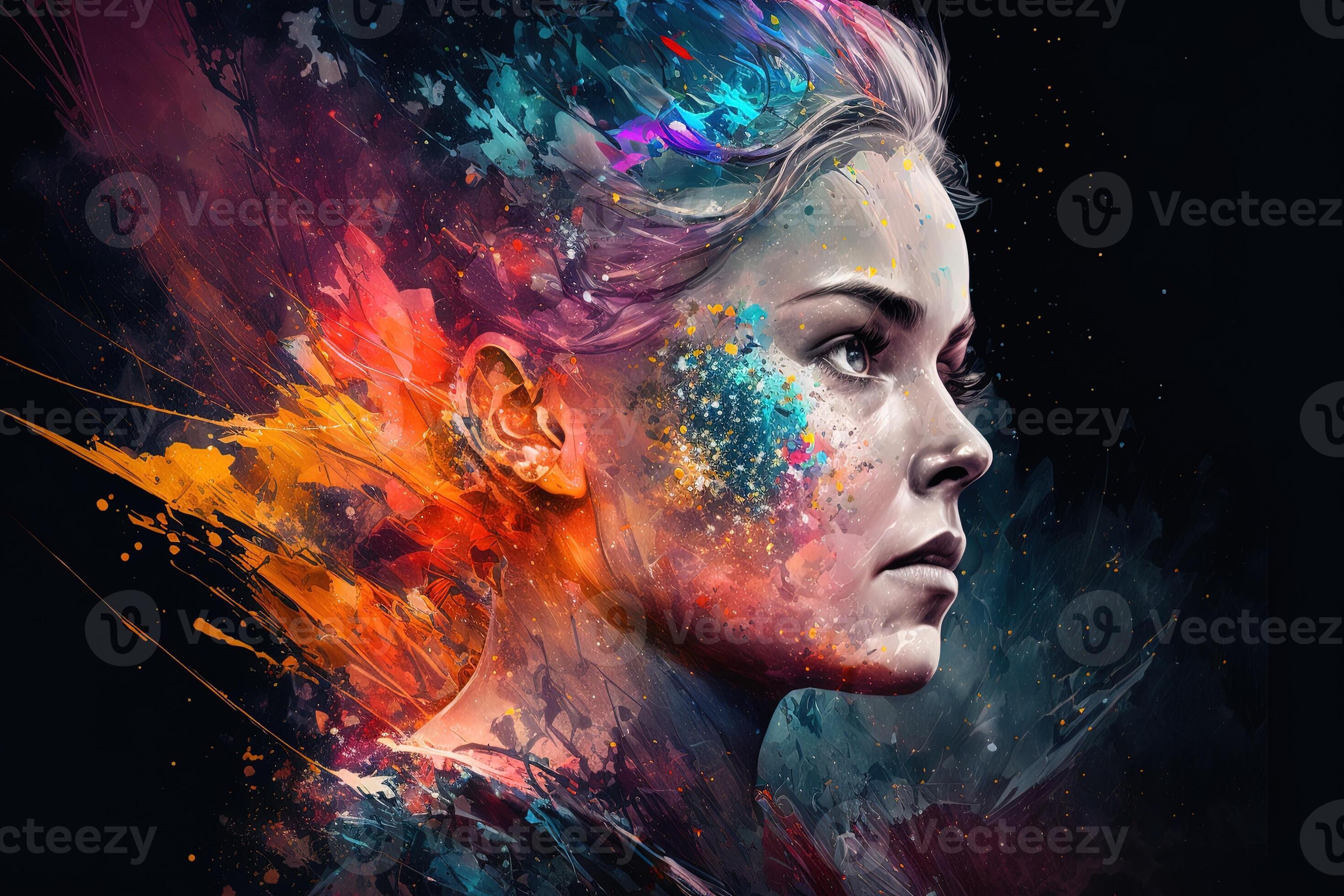 Beautiful fantasy abstract portrait of a beautiful woman double