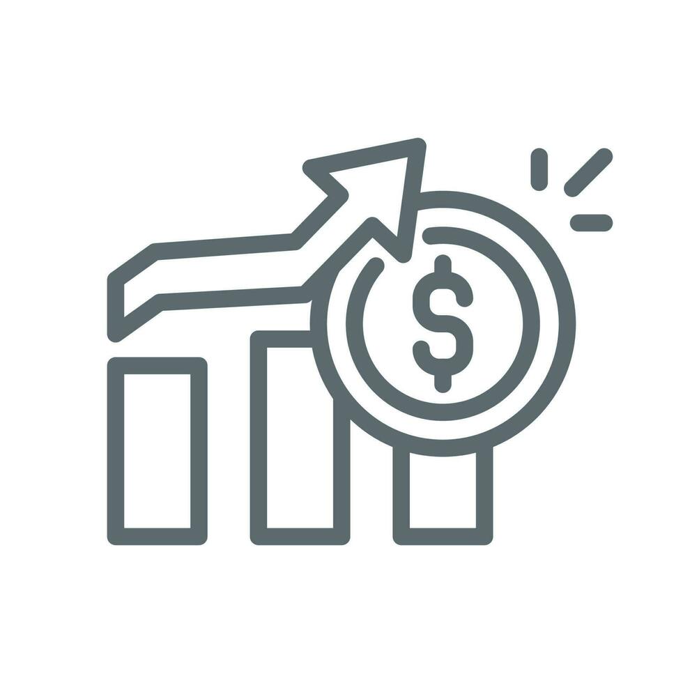 dollar price, increase revenue, earn more money concept illustration line icon design editable vector eps10