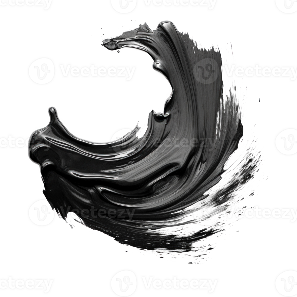 Black oil painting stroke. Illustration png