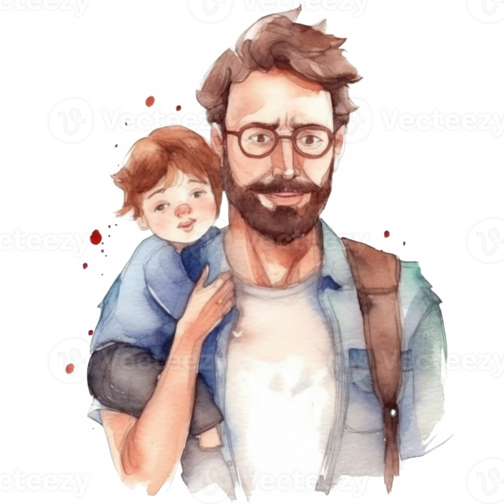 Father with child. Watercolor Father's Day Illustration. Illustration png