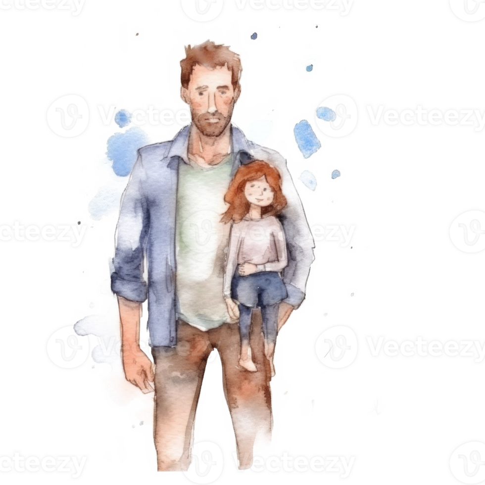 Father with child. Watercolor Father's Day Illustration. Illustration png