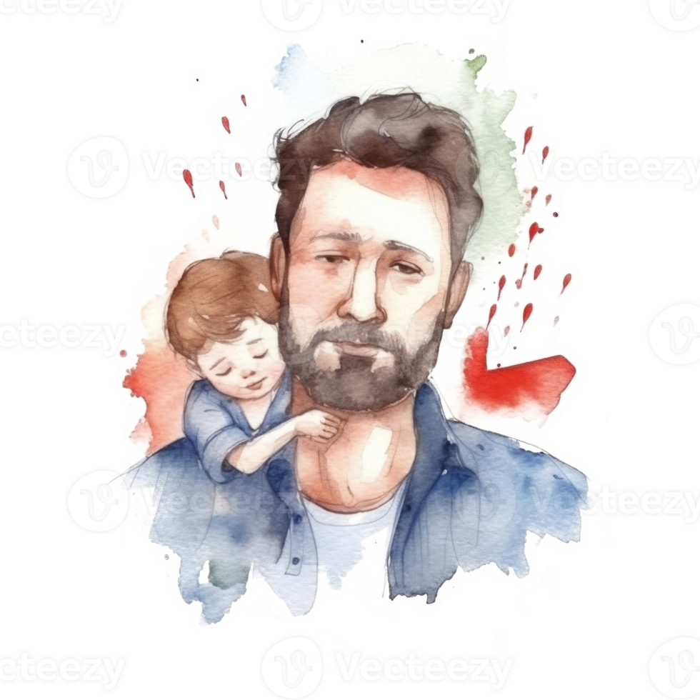 Father with child. Watercolor Father's Day Illustration. Illustration png