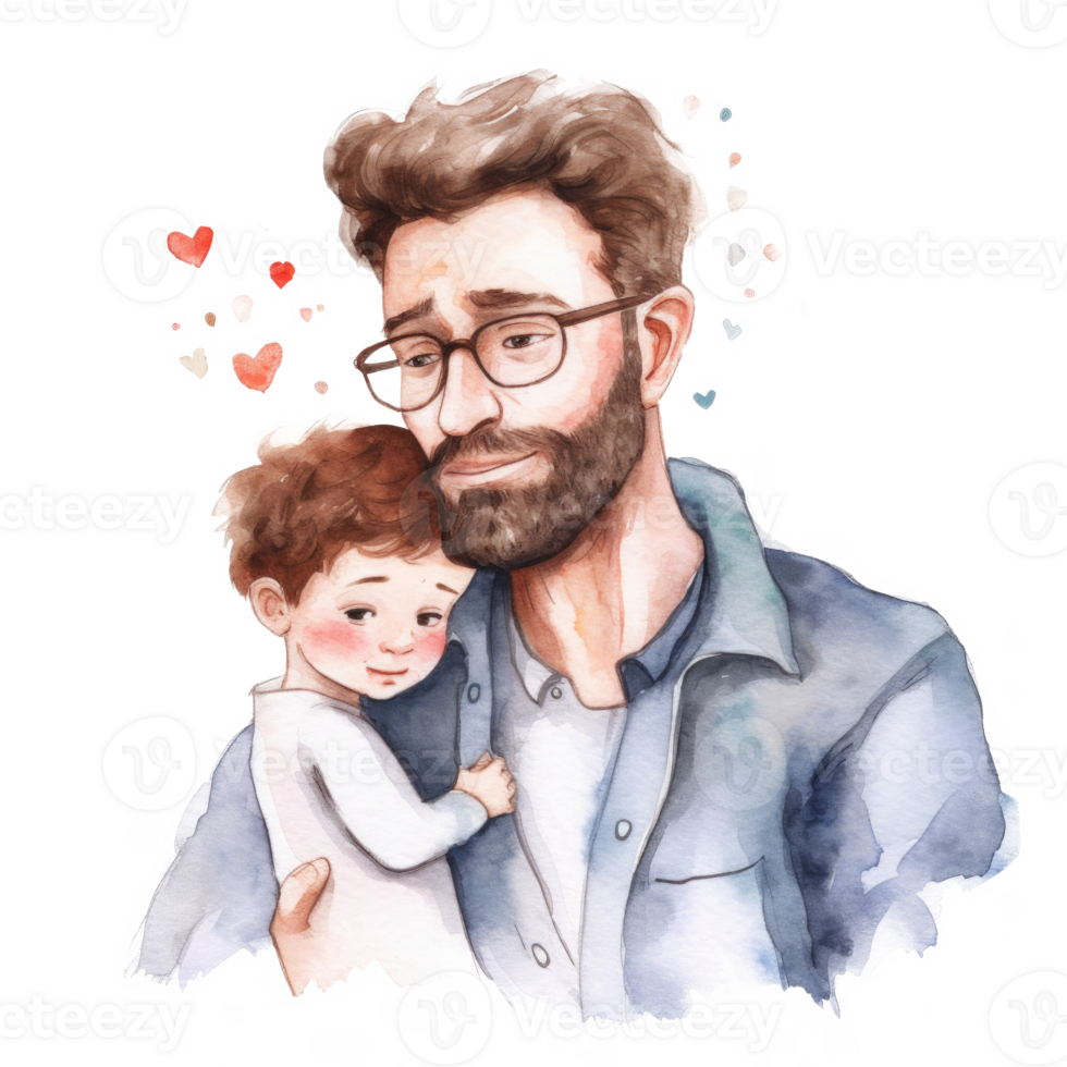Father with child. Watercolor Father's Day Illustration. Illustration png