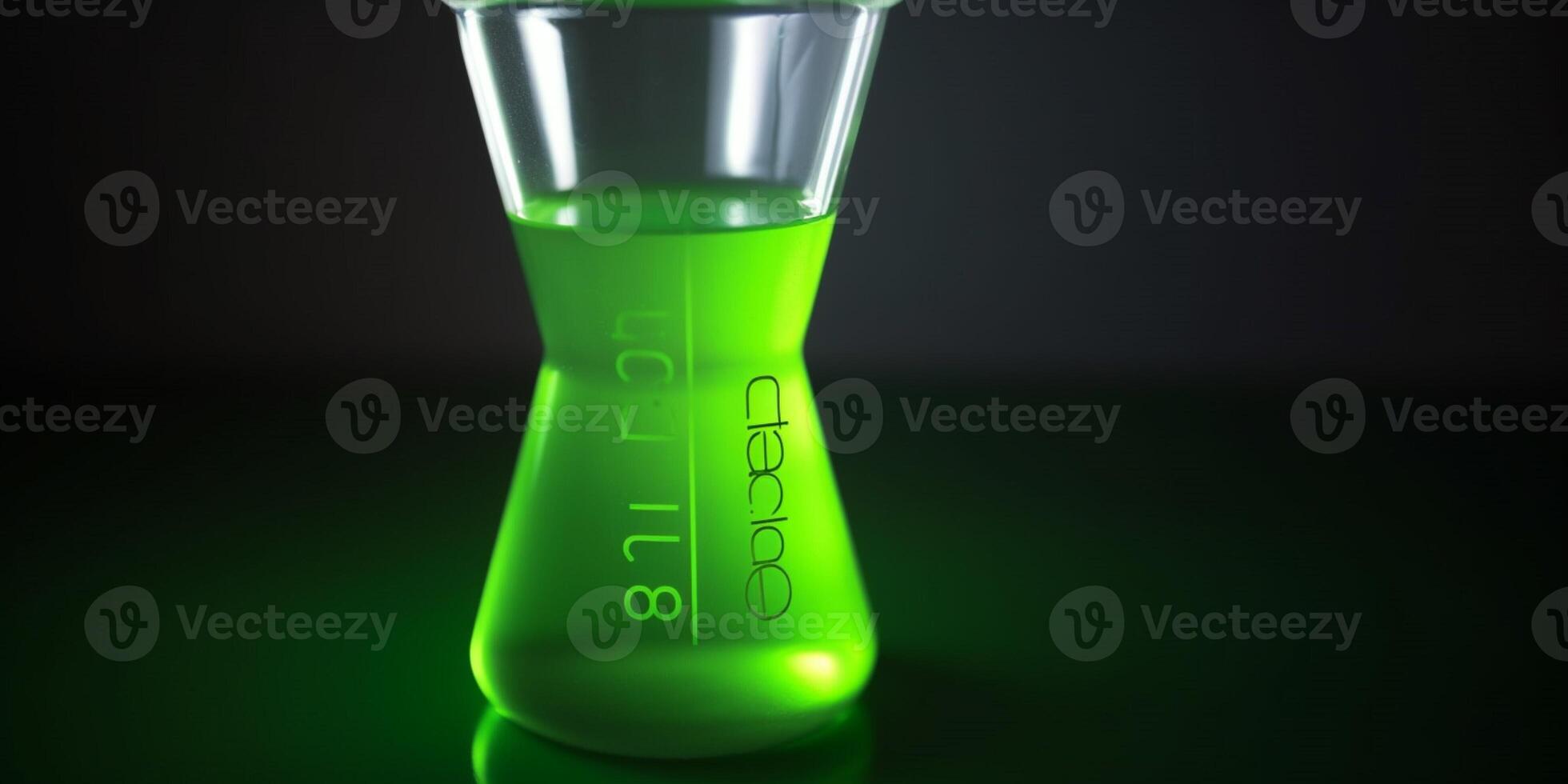beaker glass with green liquid photo