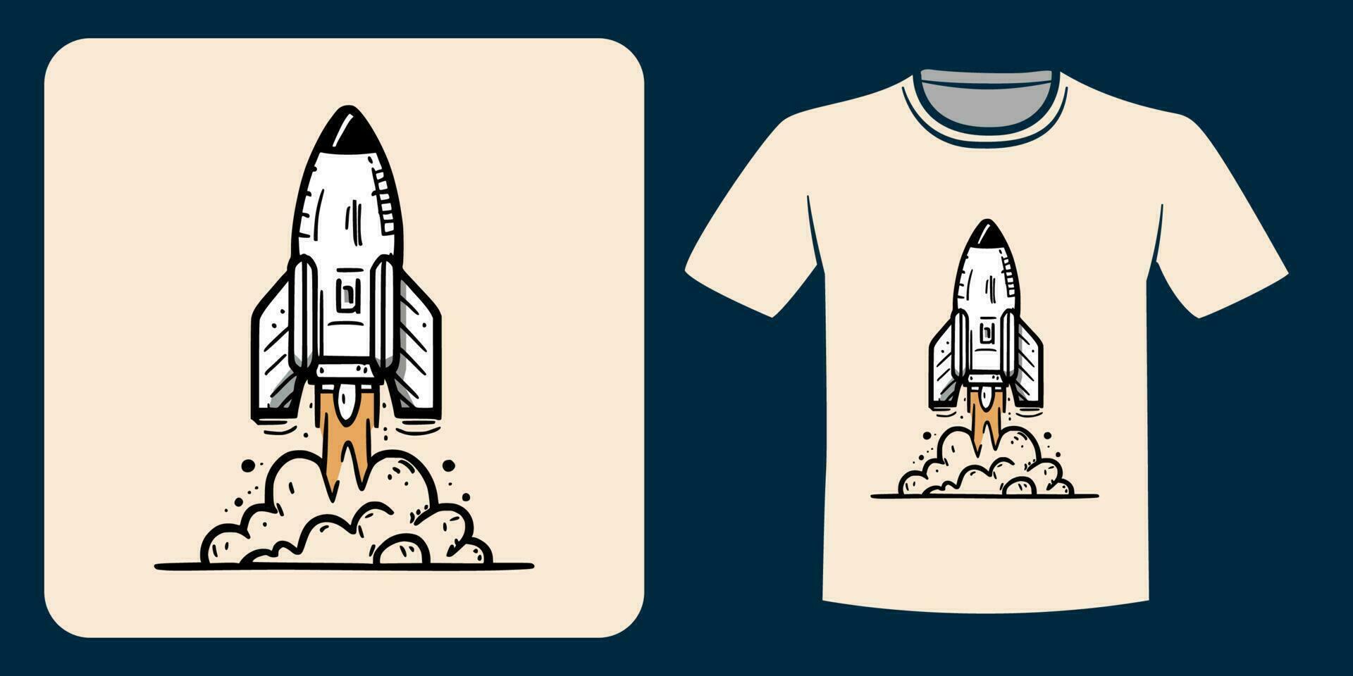 rocket doodle illustration for t-shirt design vector