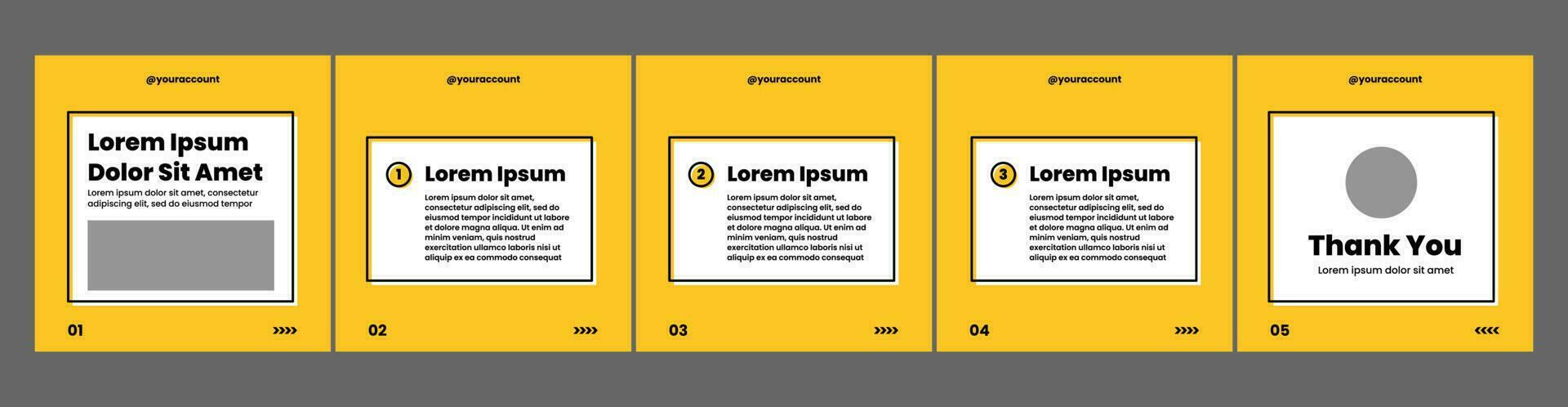 carousel template layout for social media posts. yellow theme social media template vector