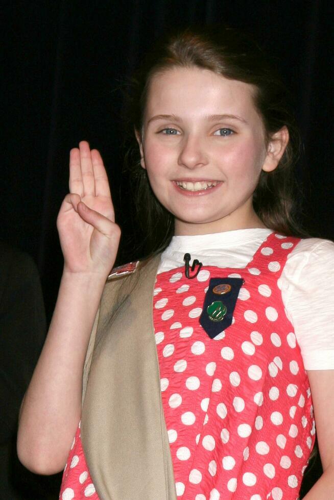 Abigail Breslin after her induction into the Girl Scouts of the USAZanuck Theater with the Girl Scout pin and three finger pledge 20th Century Fox LotCentury City CA  March 26 20082008 photo