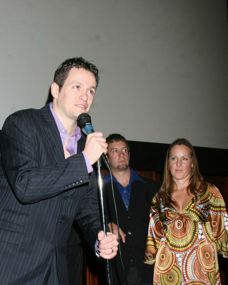 Tom Malloy and Aimee Schoof  speaking in the theater prior to the Alphabet Killer Screening at the Laemmles Monica 4 Theaters in Santa Monica CANovember 14 20082008 photo