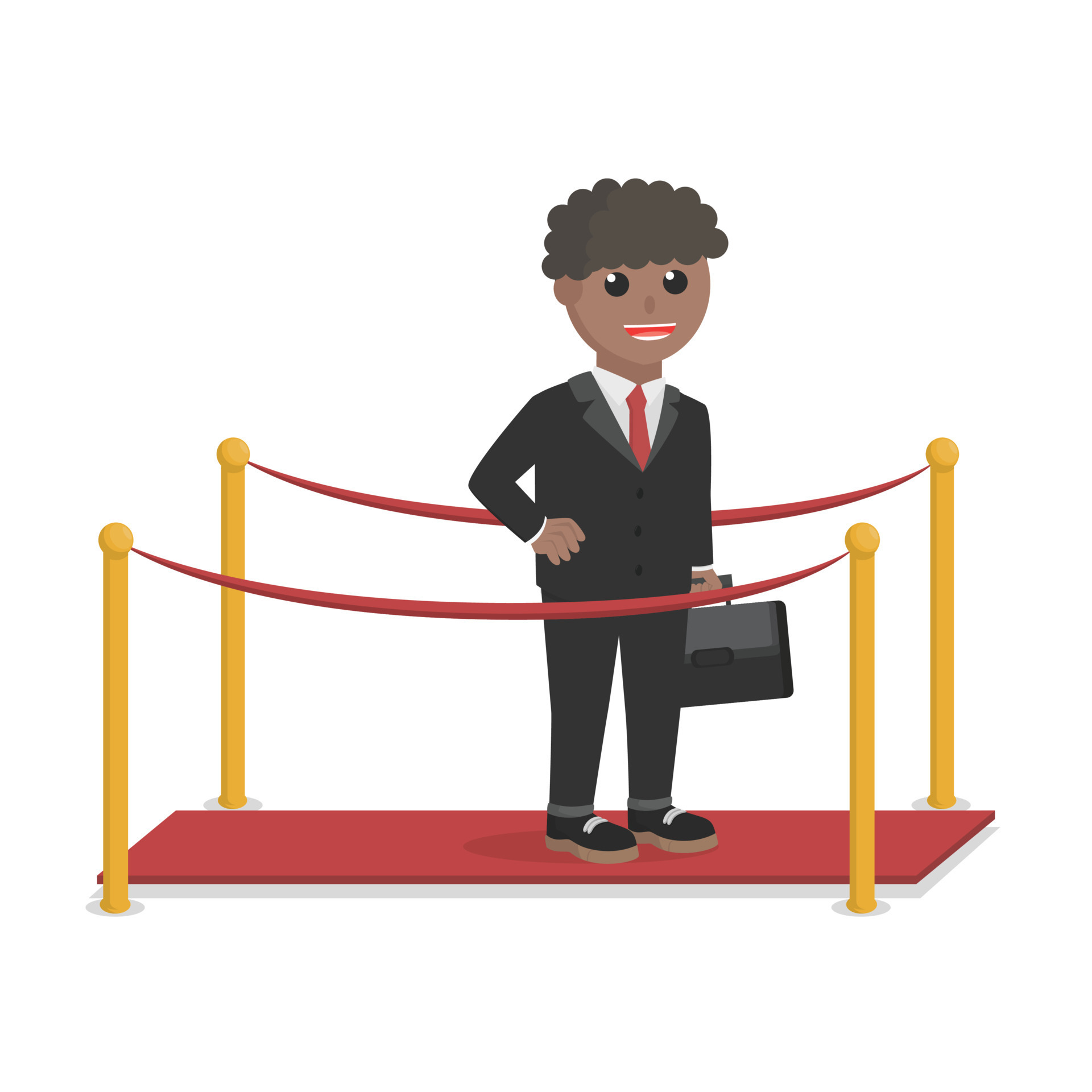 businessman african in red carpet design character on white