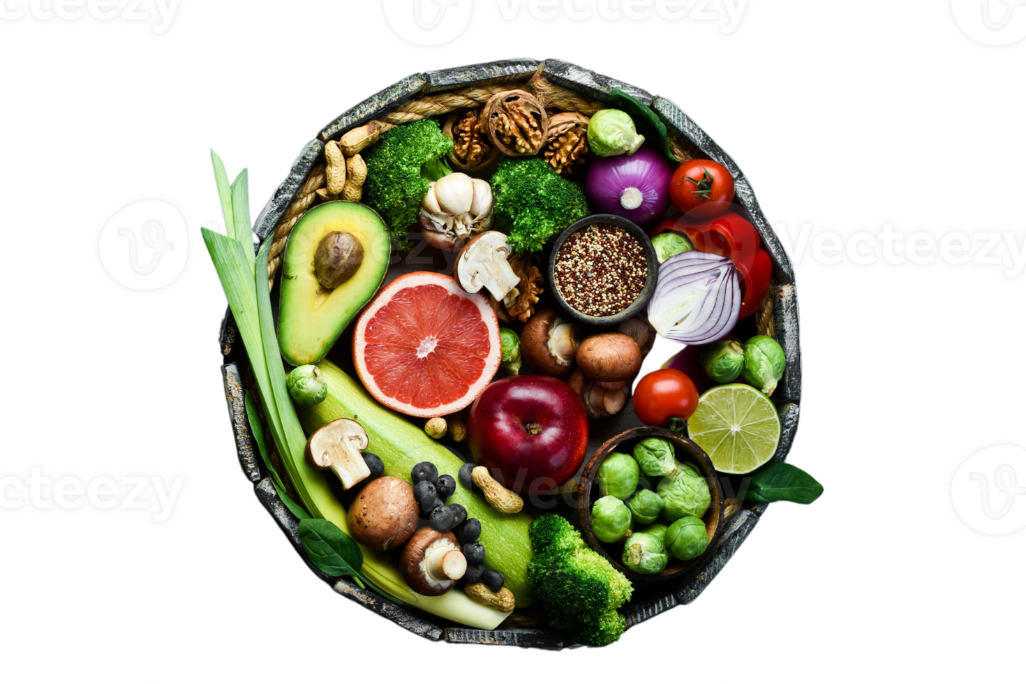 Bowl with vegatbles mix isolated on a transparent background png