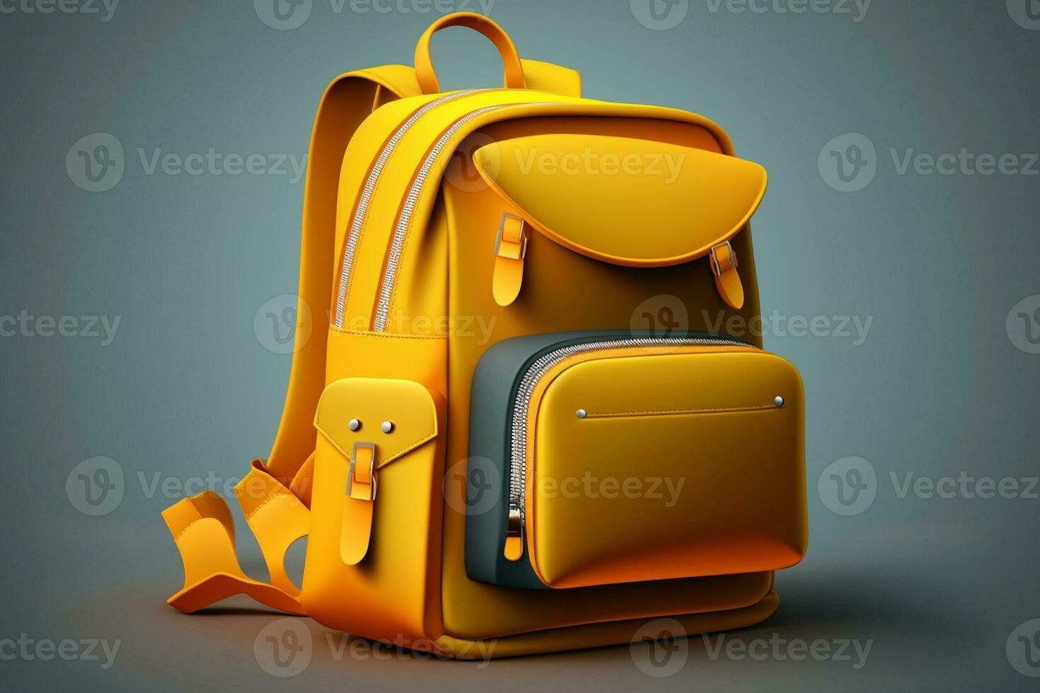 Yellow Backpack,School Bag Back to school and education concept AI Generated photo