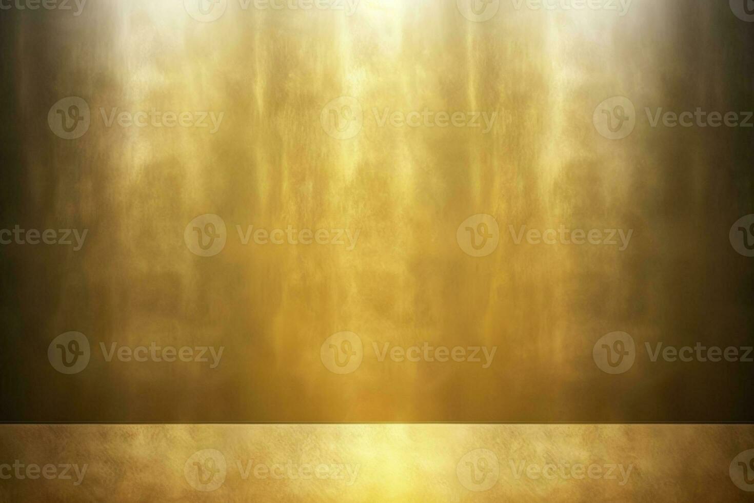 Light shining down on gold foil metal wal, abstract background AI Generated photo