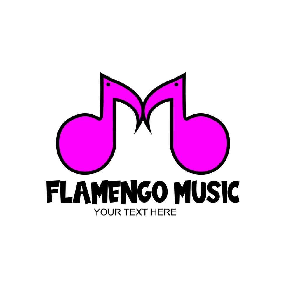 Flamengo music logo, Flamengo bird resembling a music icon and in the shape of the letter M.vector illustration vector