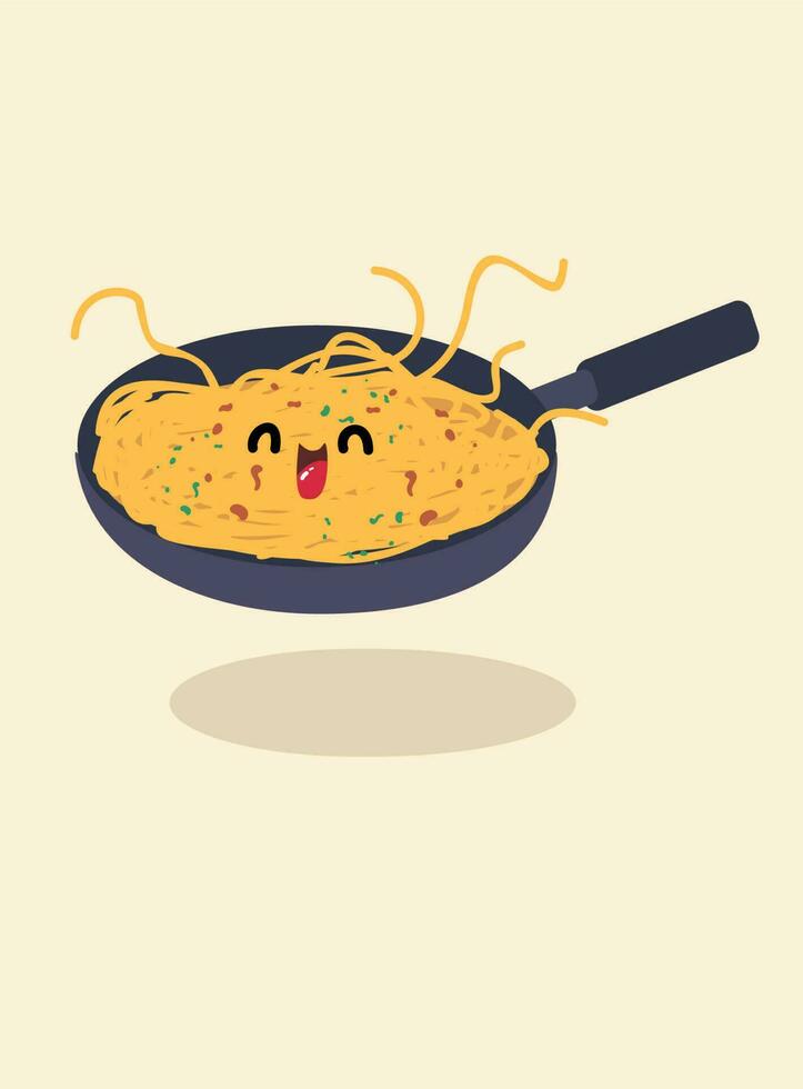 untado alegría y felicidad con el adorable contento fideos vector