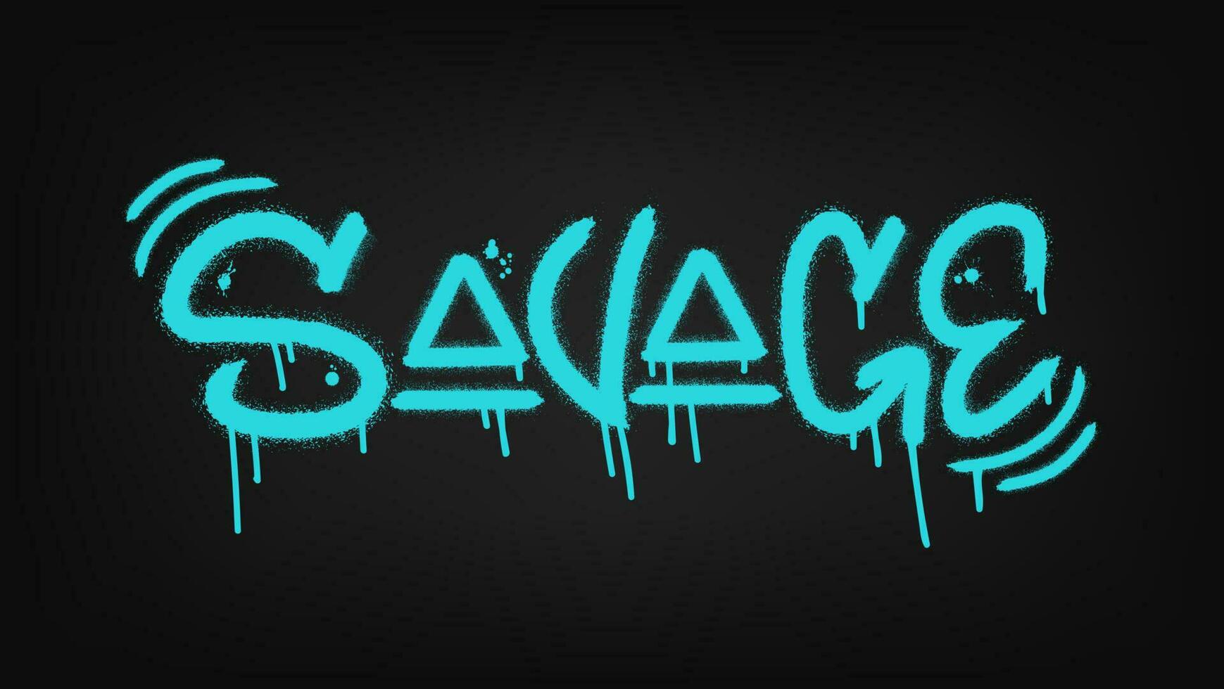Savage quote.  Urban street graffiti style with splash effects and drops in blue on black background vector