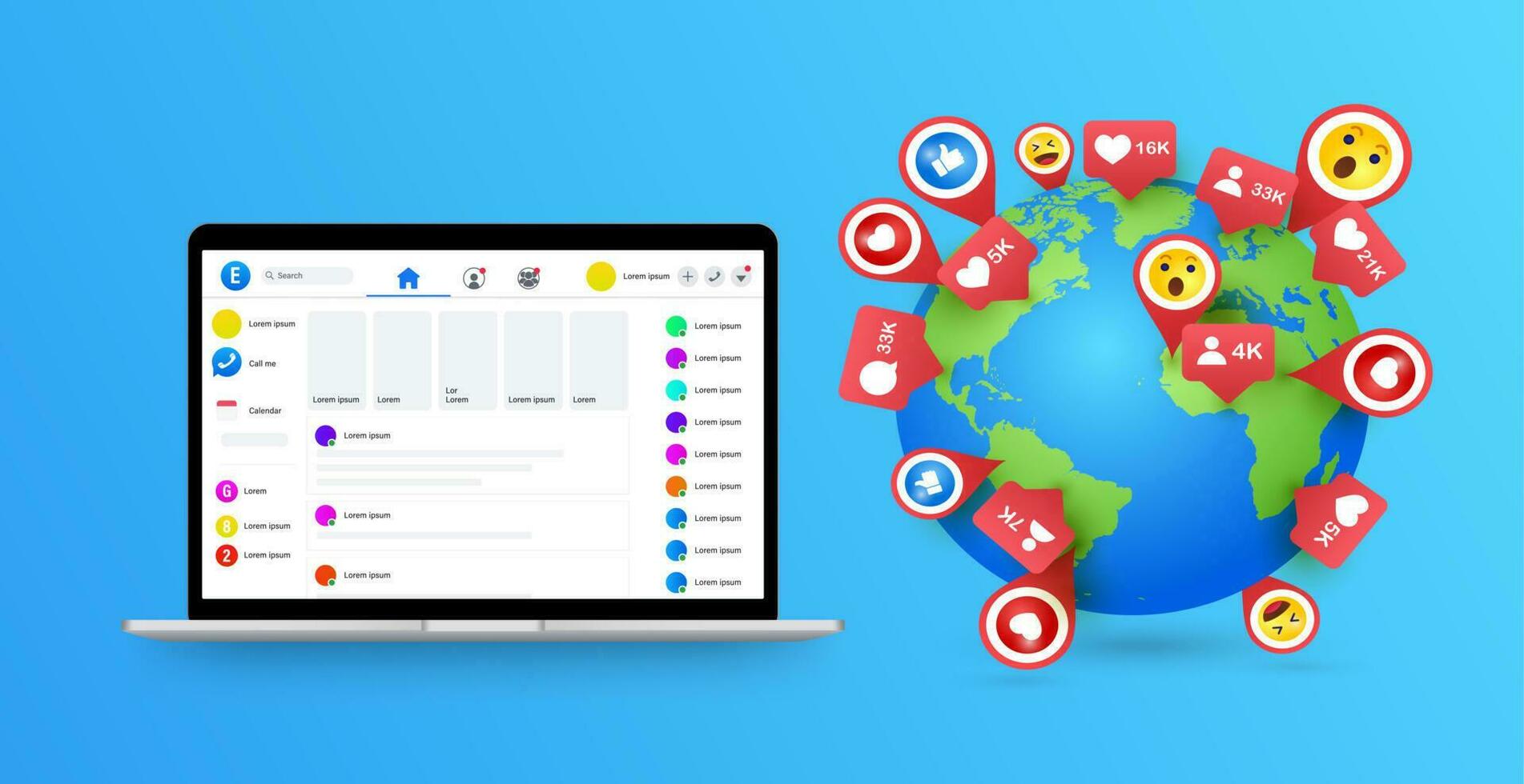 social media, communication in the global computer networks.File is saved in AI10 EPS version. This illustration contains a transparency vector