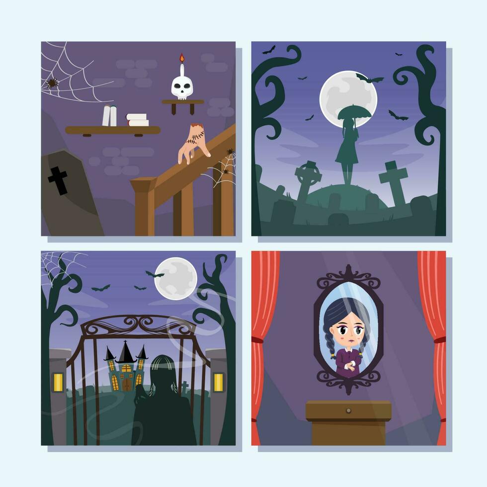 Scary Night Social Media Post Template vector