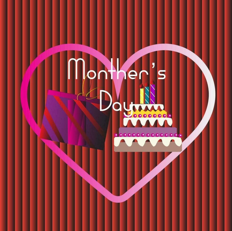 Background monther's day cake and gift.For design simple cover template banner,etc. vector