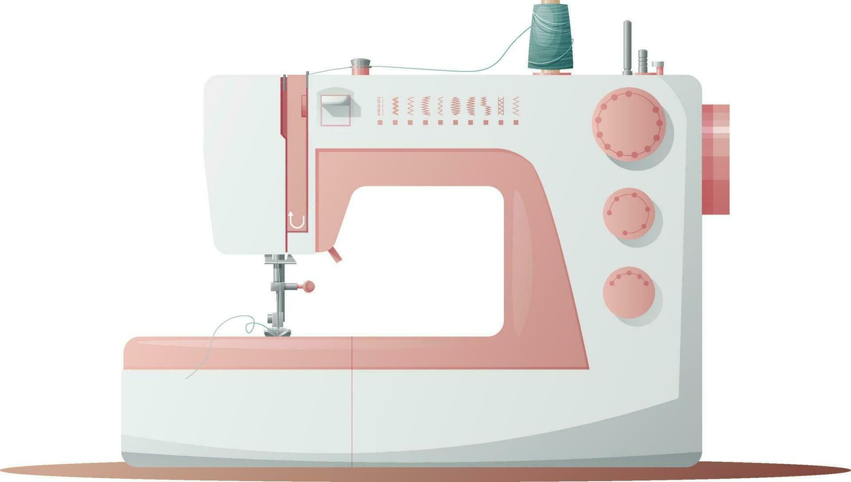 Sewing machine on an isolated background. Vector illustration of the tool for sewing. The work of the seamstress.