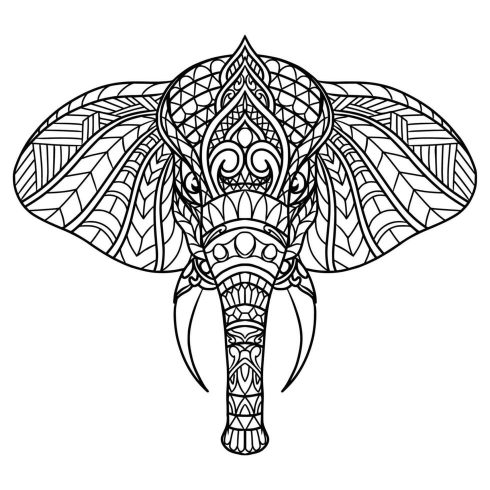 Ellephant Mandala Illustration in Lineal Style Coloring Book vector