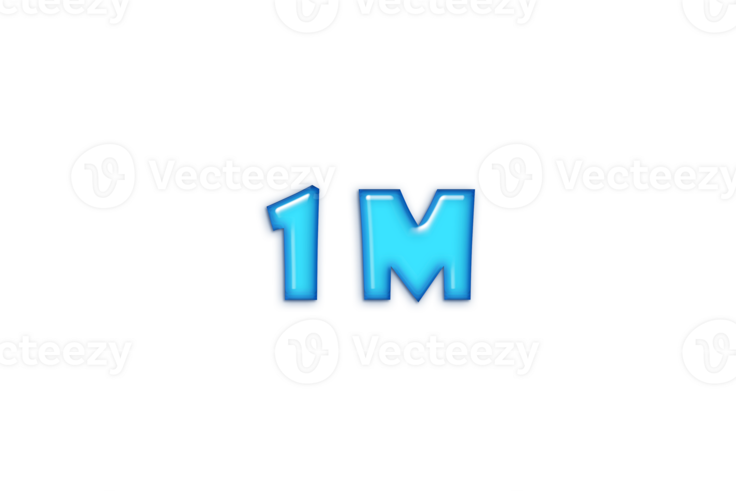1 million subscribers celebration greeting Number with blue glossi design png
