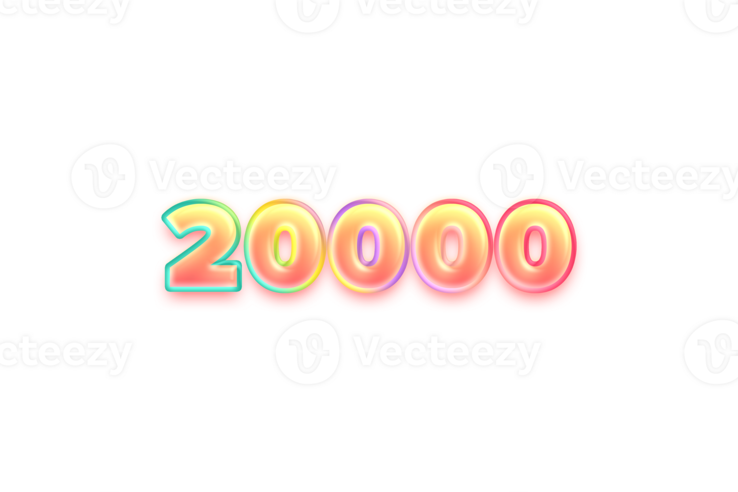 20000 subscribers celebration greeting Number with candy colordesign png