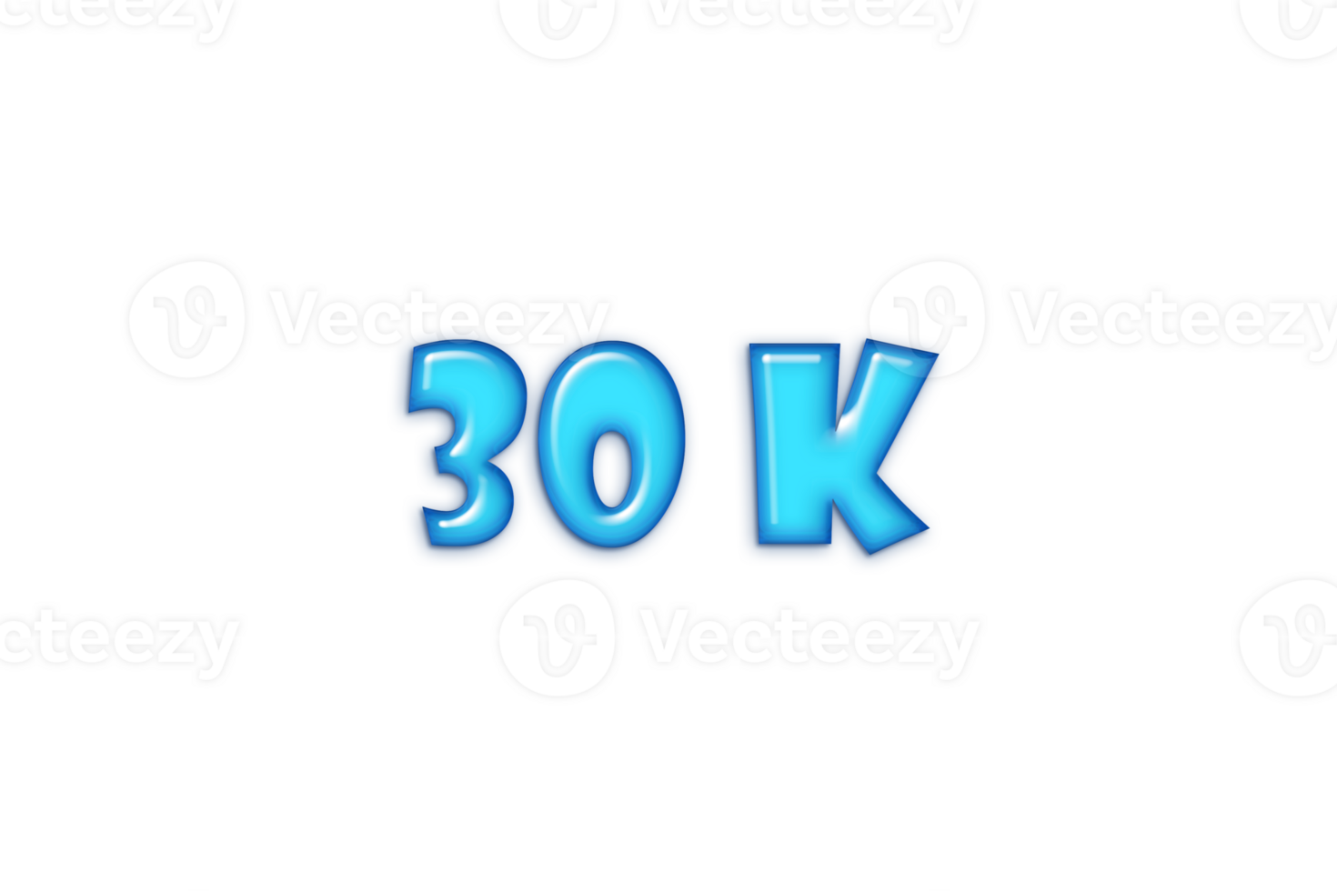 30 k subscribers celebration greeting Number with blue glossi design png