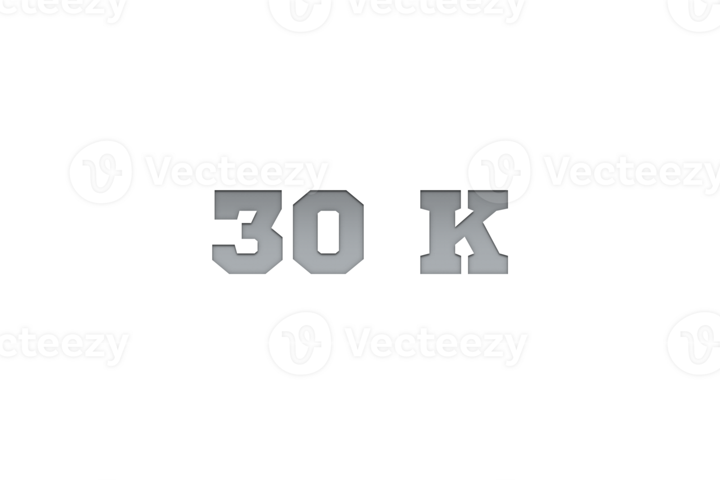 30 k subscribers celebration greeting Number with metal engriving design png
