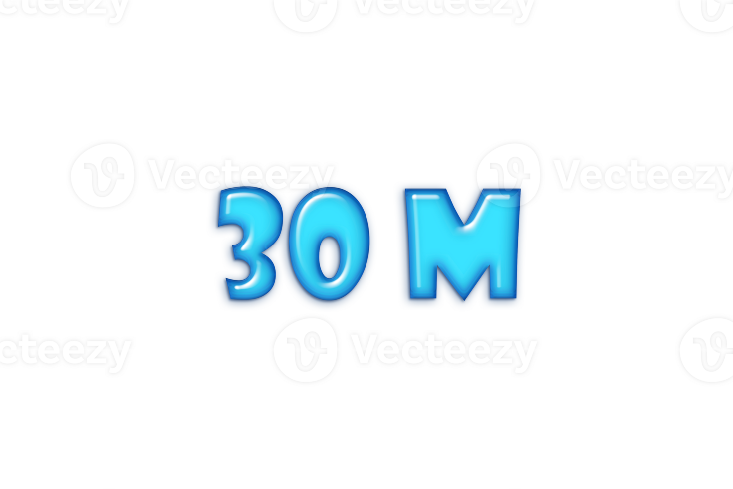 30 million subscribers celebration greeting Number with blue glossi design png
