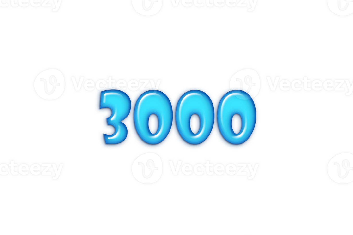 3000 subscribers celebration greeting Number with blue glossi design png