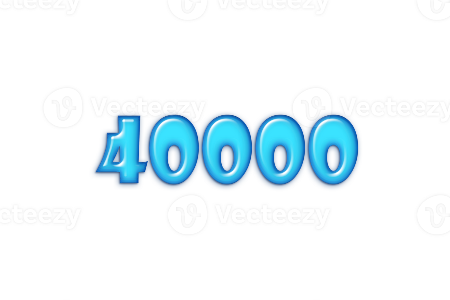 40000 subscribers celebration greeting Number with blue glossi design png