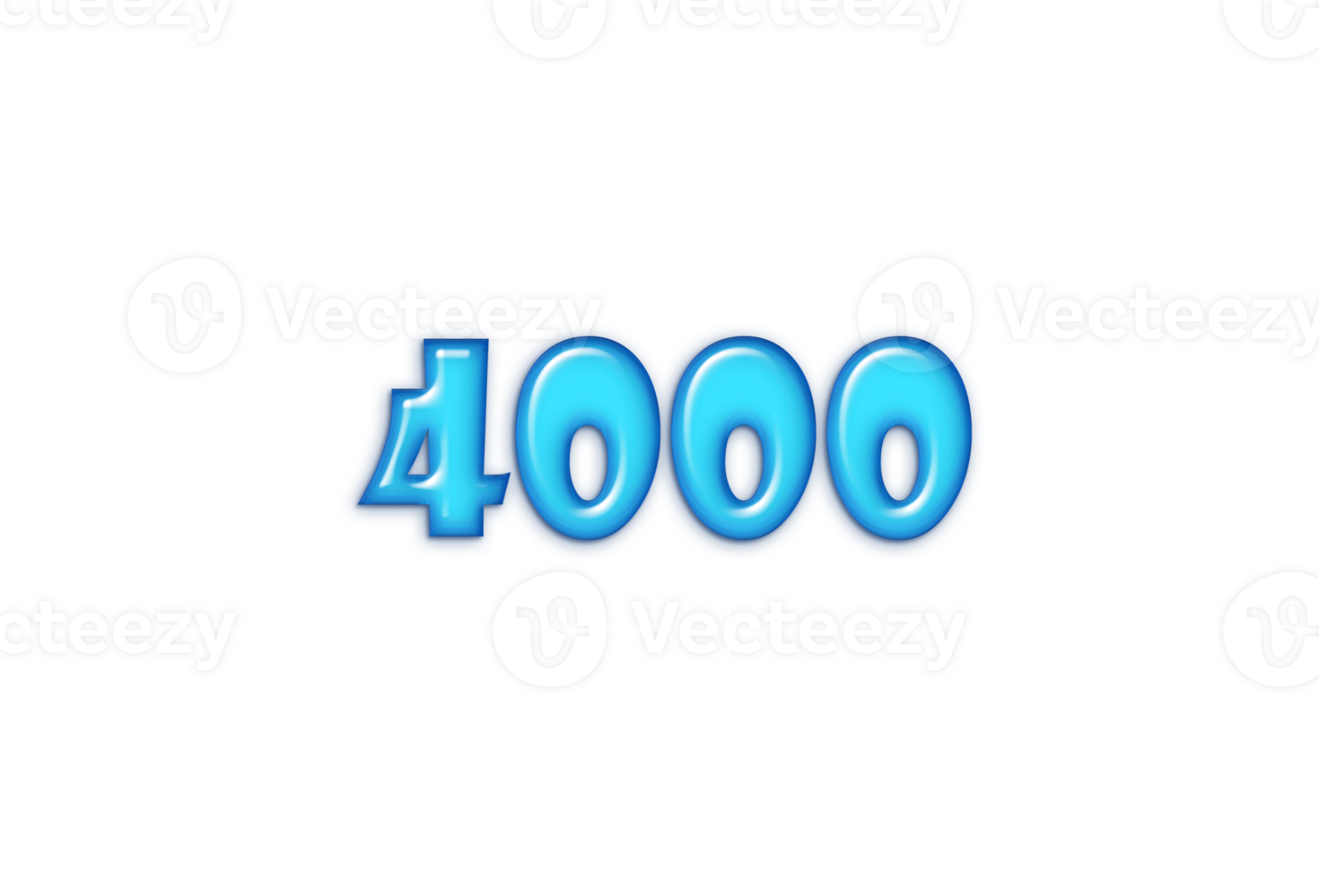 4000 subscribers celebration greeting Number with blue glossi design png