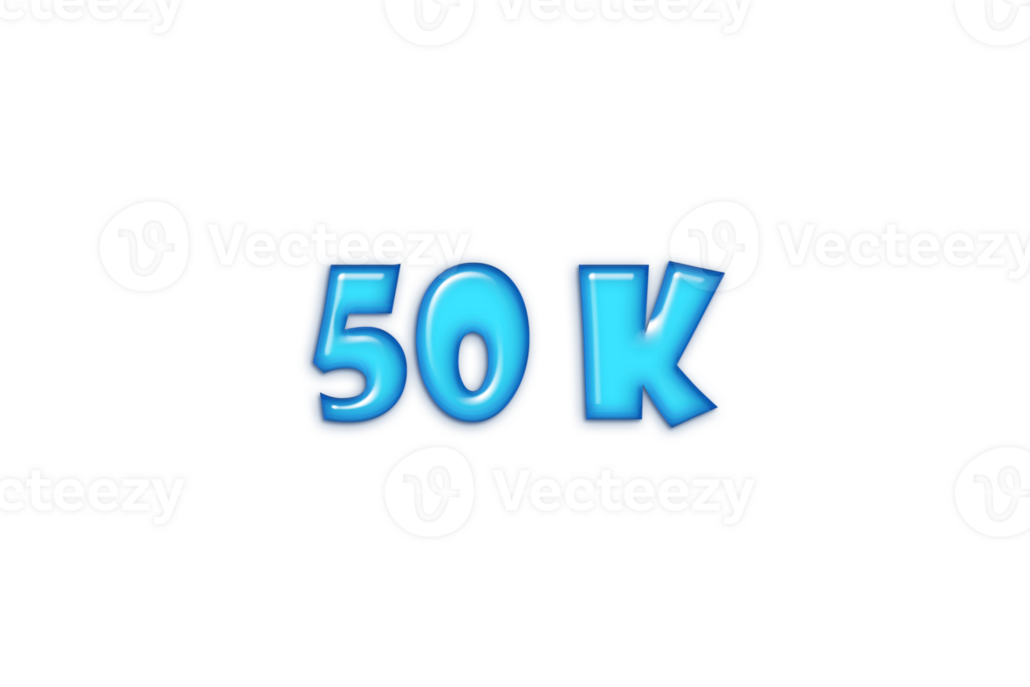 50 k subscribers celebration greeting Number with blue glossi design png