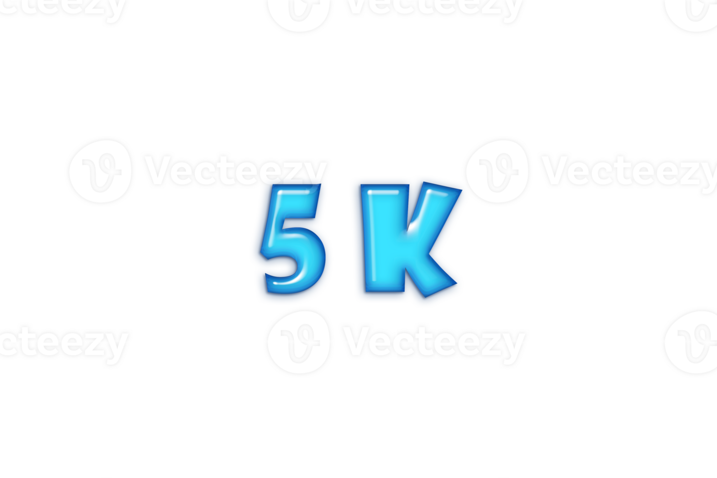 5 k subscribers celebration greeting Number with blue glossi design png