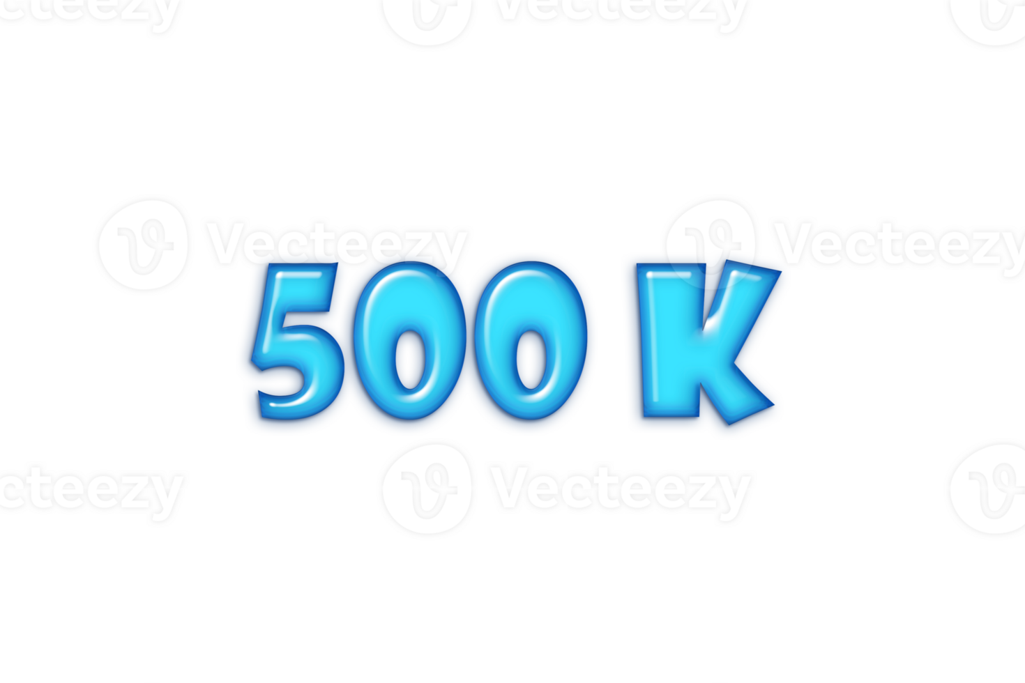 500 k subscribers celebration greeting Number with blue glossi design png