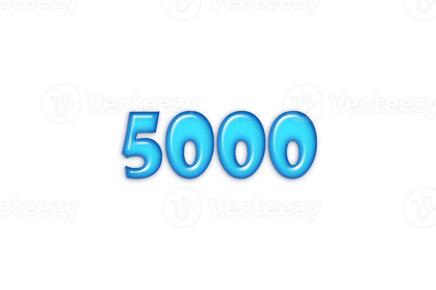 5000 subscribers celebration greeting Number with blue glossi design png