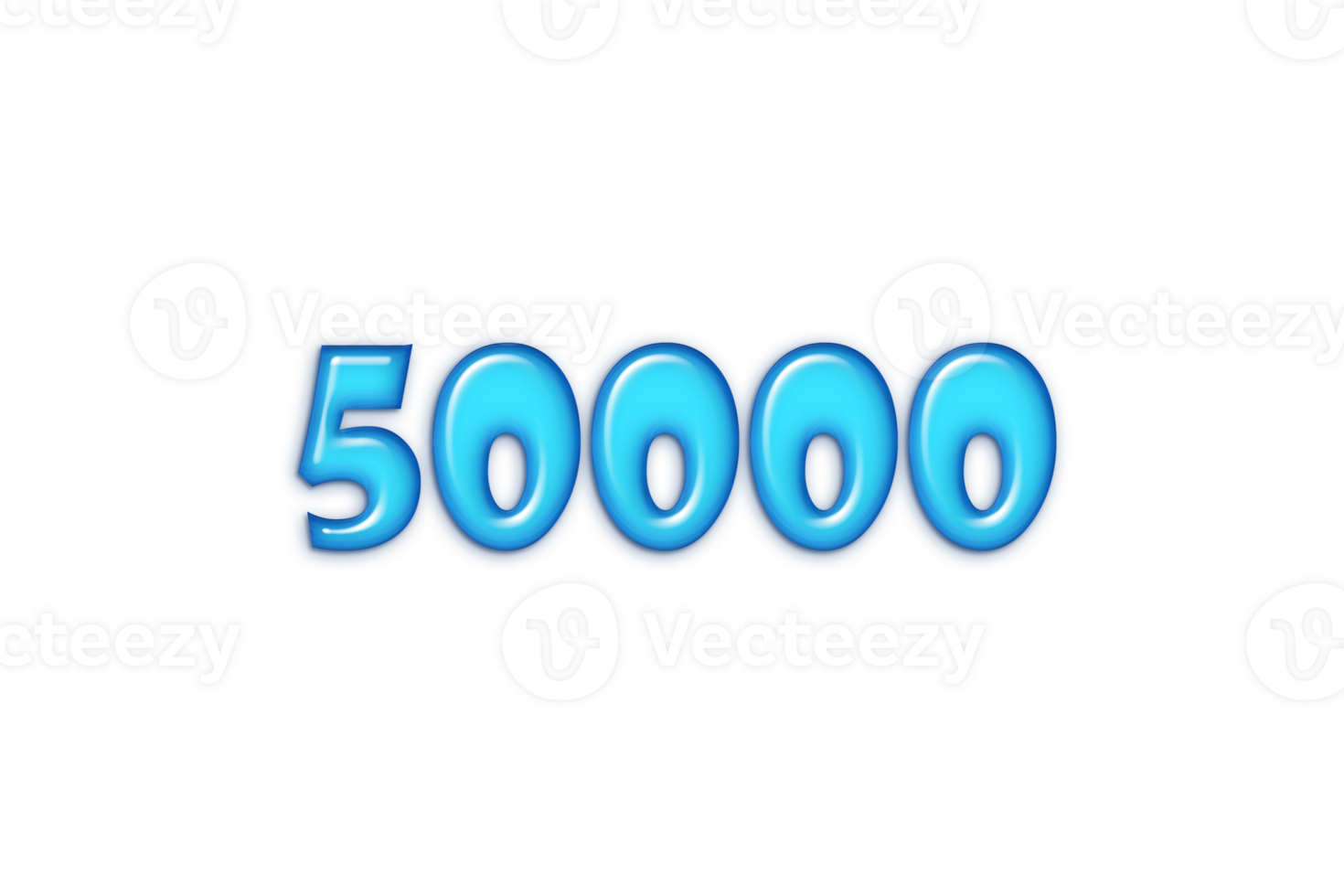 50000 subscribers celebration greeting Number with blue glossi design png