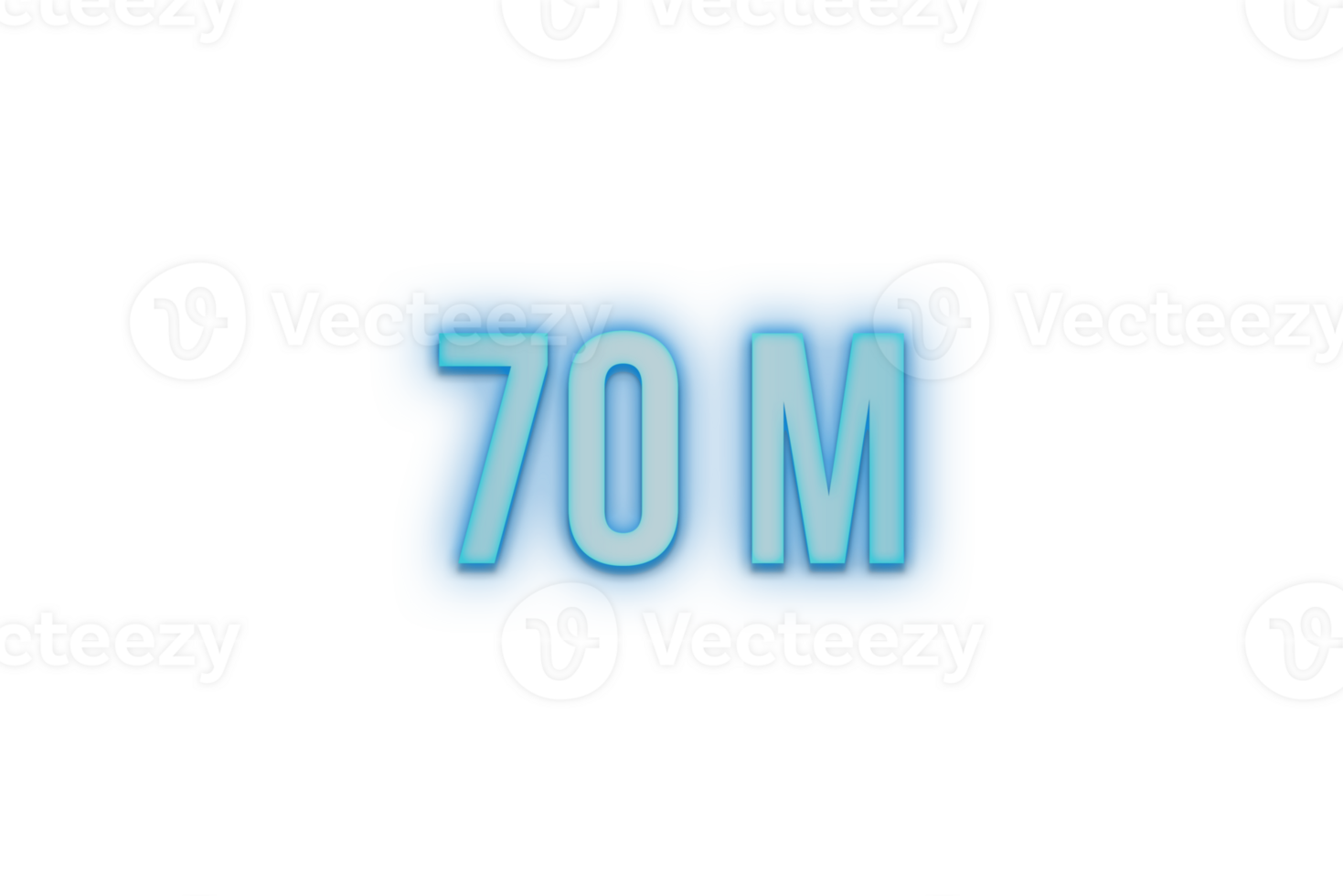 70 million subscribers celebration greeting Number with bannerneon design png