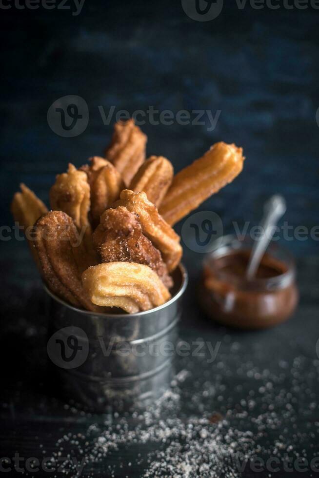 Sweet chocolate churros photo