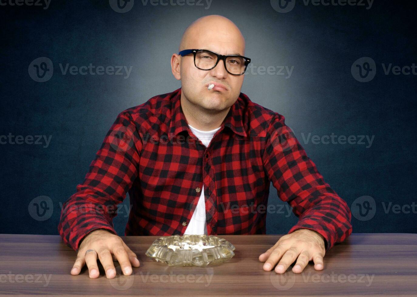 Desperate smoker concept photo