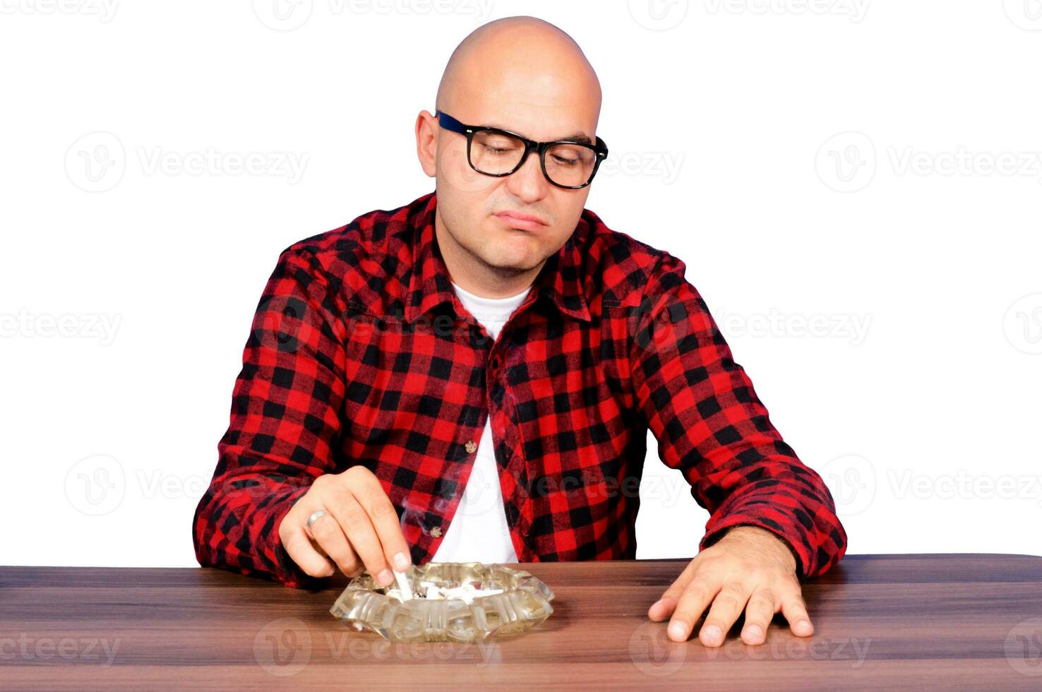 Unhappy smoker concept photo