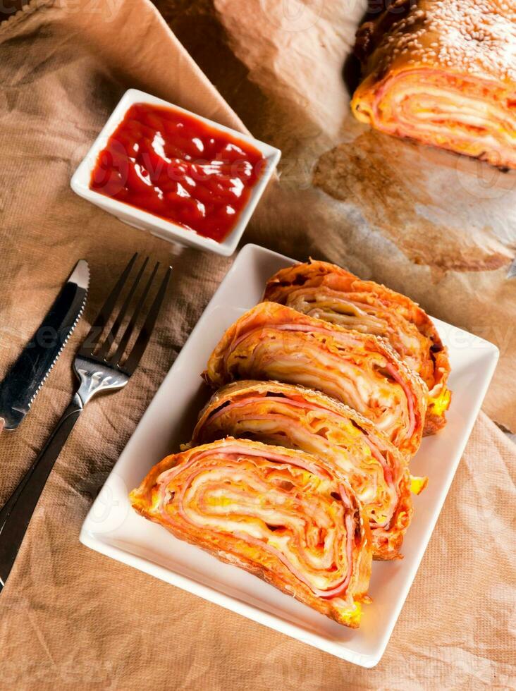 Pizza cheesy rolls photo