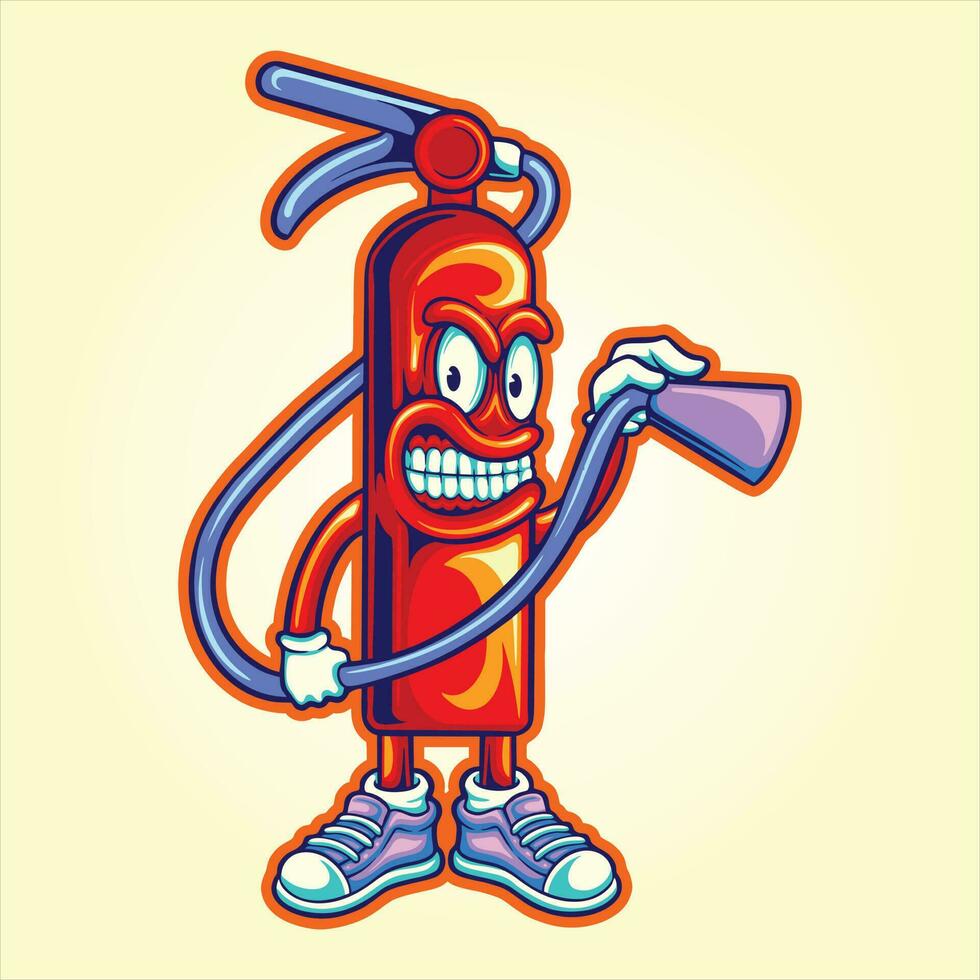 Fire extinguisher proctection cute cartoon logo illustration vector