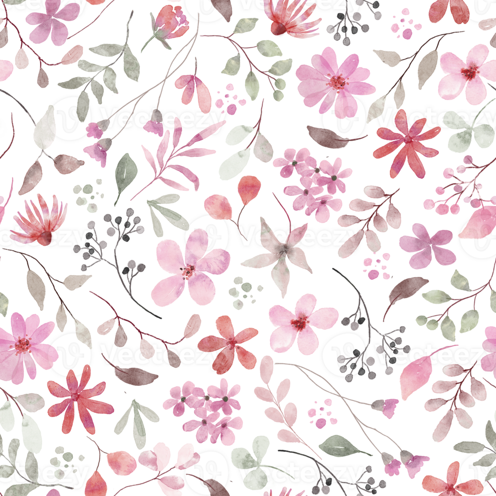 Water Color flower pattern free Png Downlolad